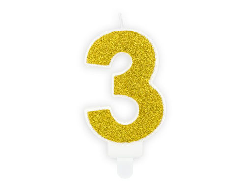Picture of BIRTHDAY CANDLE GOLD NUMBER 3